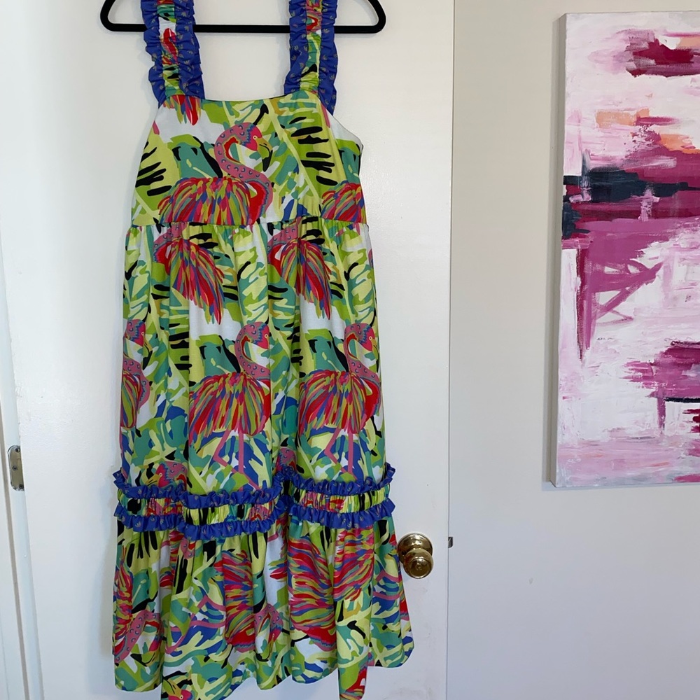 Looks like Farm Rio. Bowie midi dress